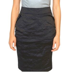 BCBGMAXAZRIA Metallic Gunmetal Ruched Skirt Size 2
